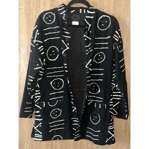 As Hro Women’s Ethnic Mask Button Black Beige Small Jacket 100% cotton